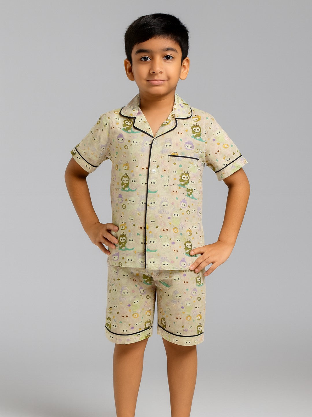 Biglilpeople Kids Unisex Printed Half Sleeves Cotton Night Suit