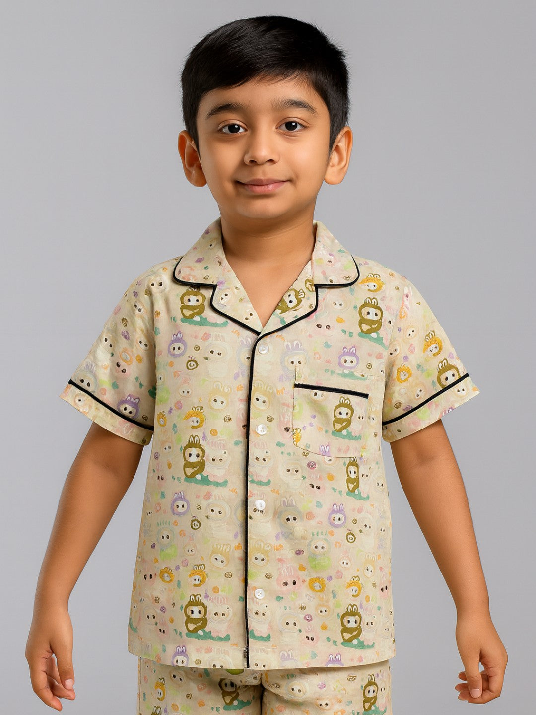 Biglilpeople Kids Unisex Printed Half Sleeves Cotton Night Suit