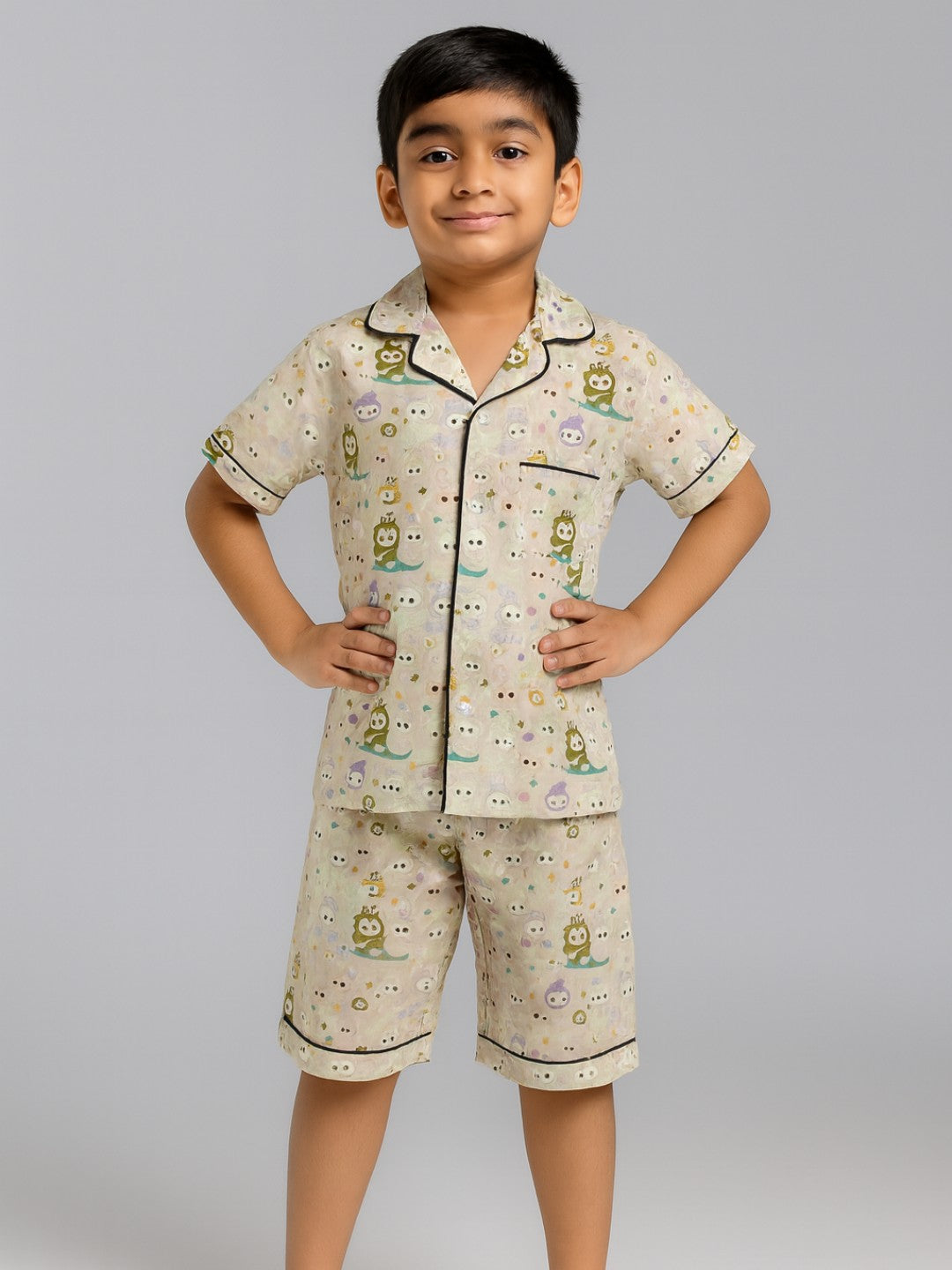 Biglilpeople Kids Unisex Printed Half Sleeves Cotton Night Suit