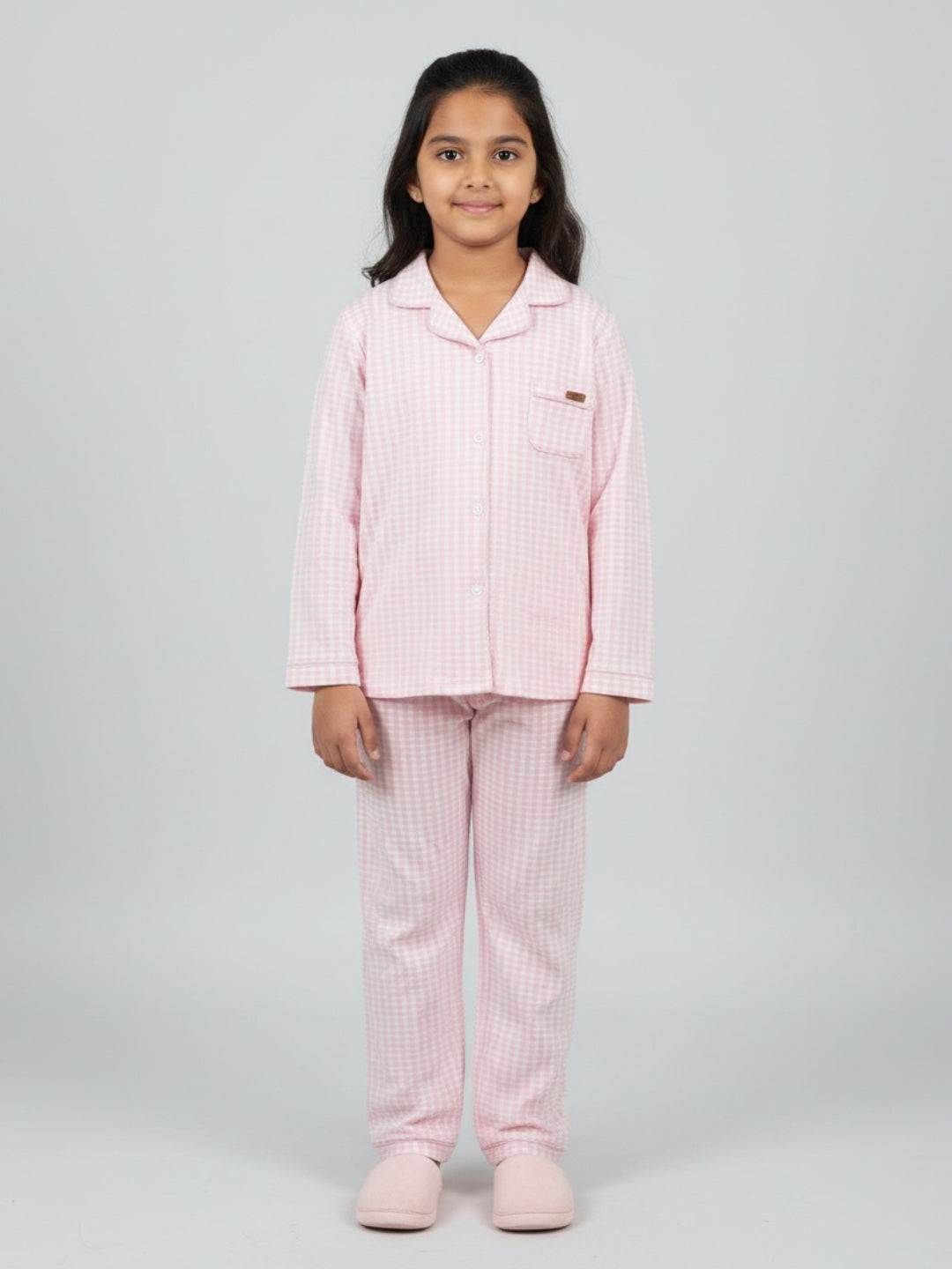 Biglilpeople Cotton Checks Pink Night Suit