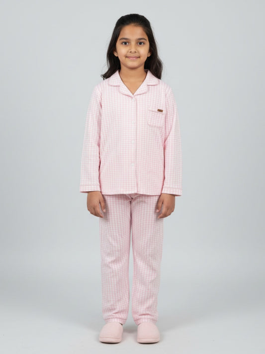 Biglilpeople Cotton Checks Pink Night Suit