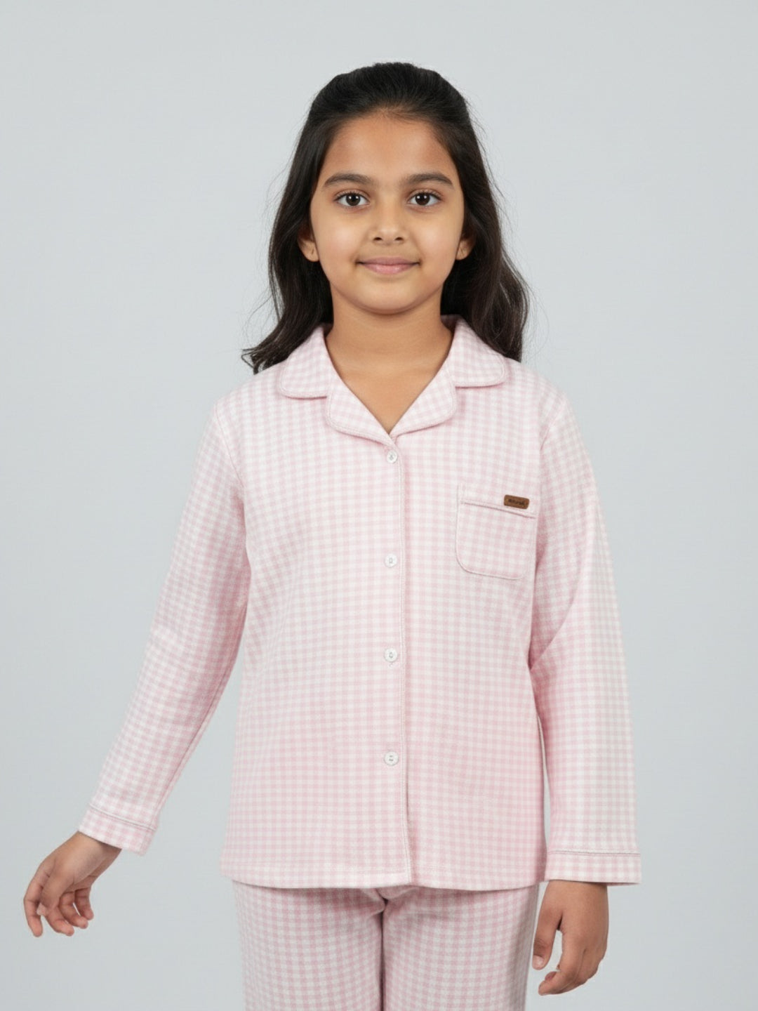 Biglilpeople Cotton Checks Pink Night Suit