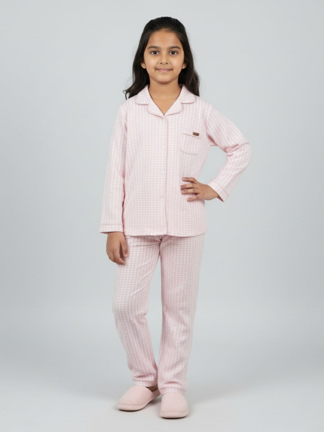 Biglilpeople Cotton Checks Pink Night Suit