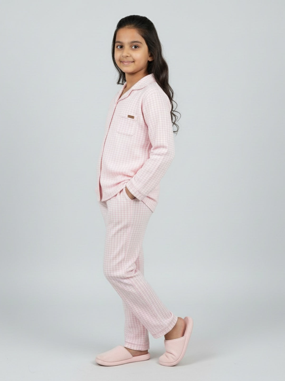 Biglilpeople Cotton Checks Pink Night Suit