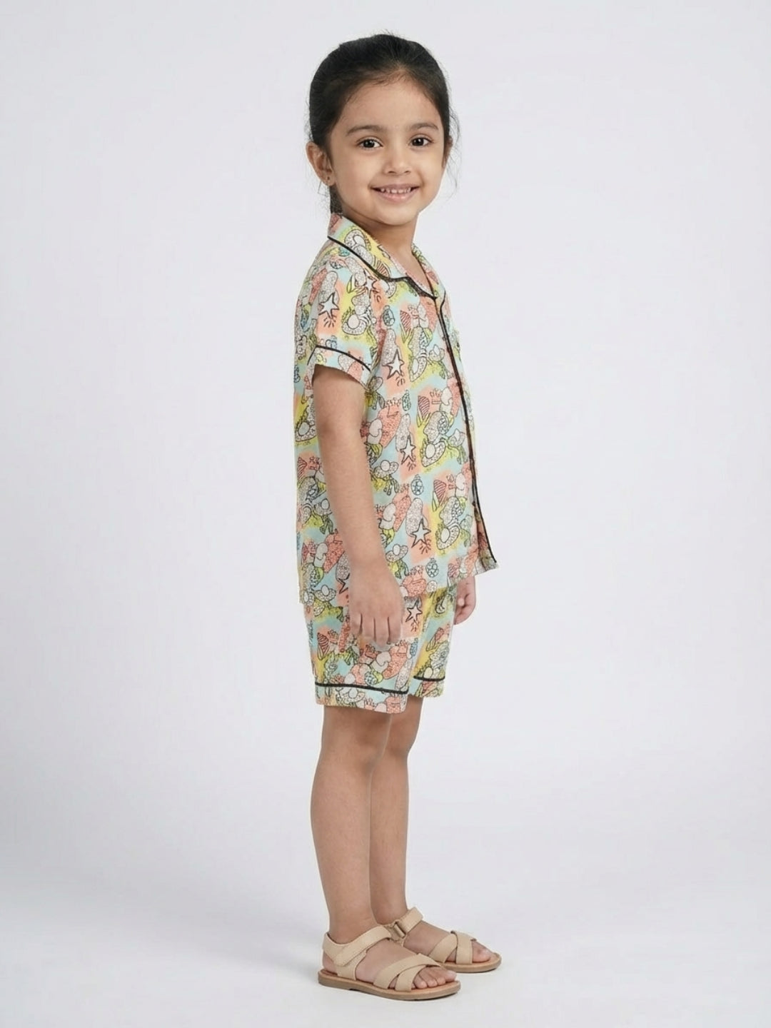 Biglilpeople Kids Unisex Lil Royal Rockstar Printed Rayon Short Sleeves Shirt & Shorts Nightsuit