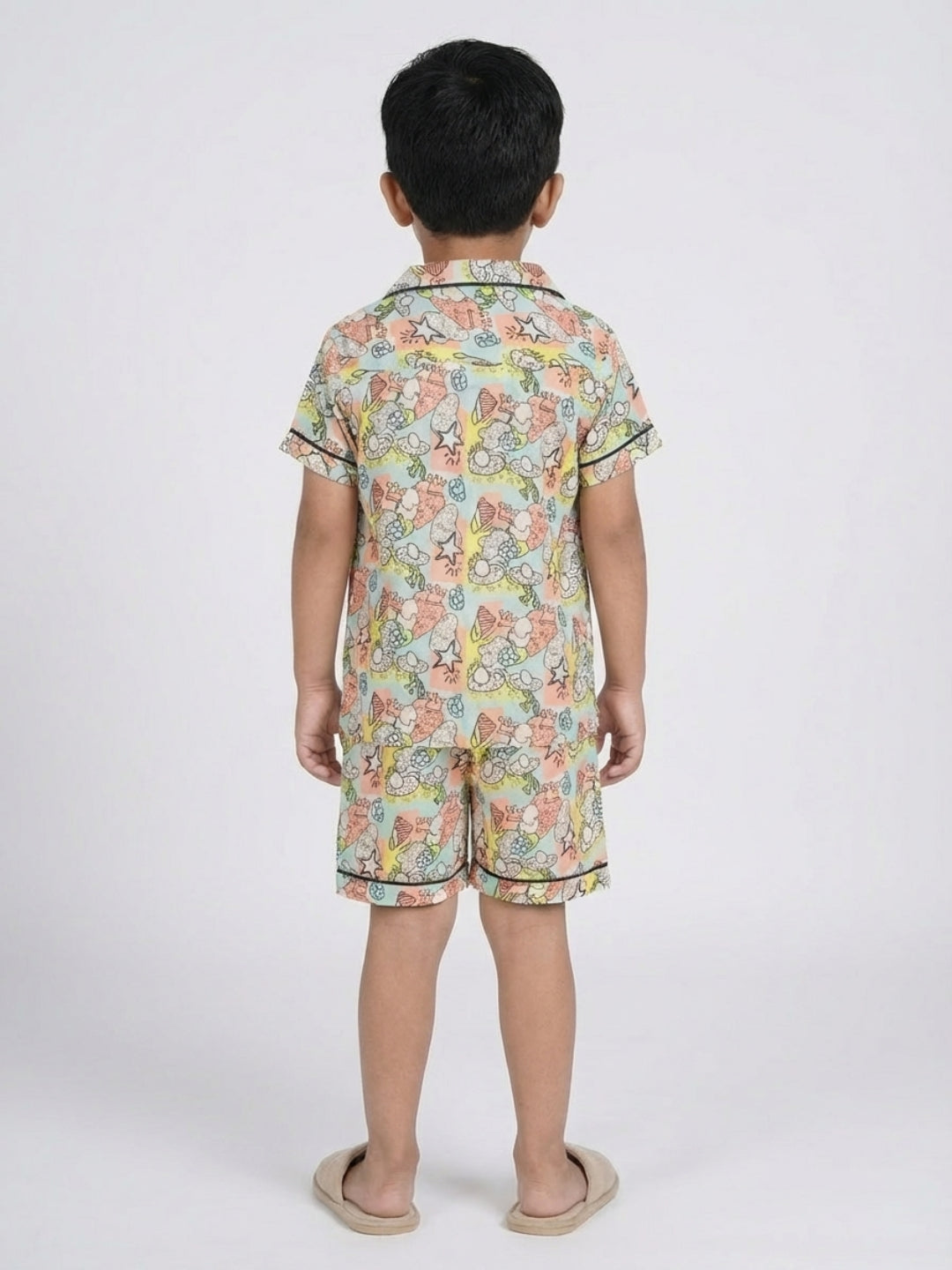 Biglilpeople Kids Unisex Lil Royal Rockstar Printed Rayon Short Sleeves Shirt & Shorts Nightsuit