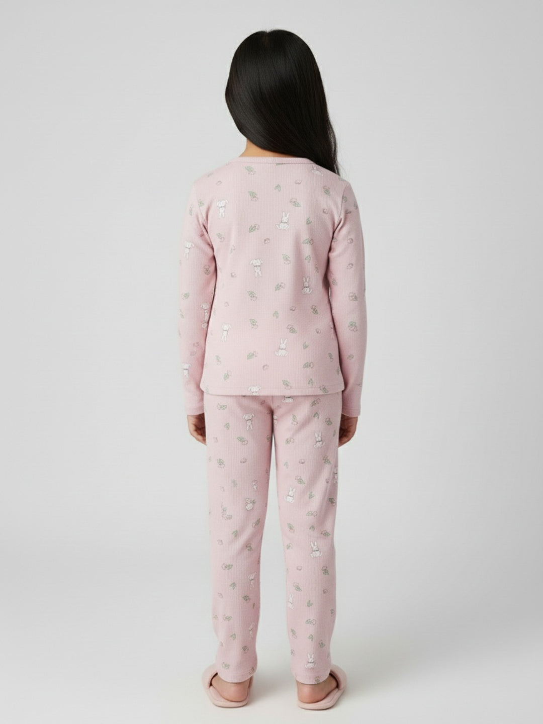 Biglilpeople Girls Pink Cotton Printed Nightwear Set