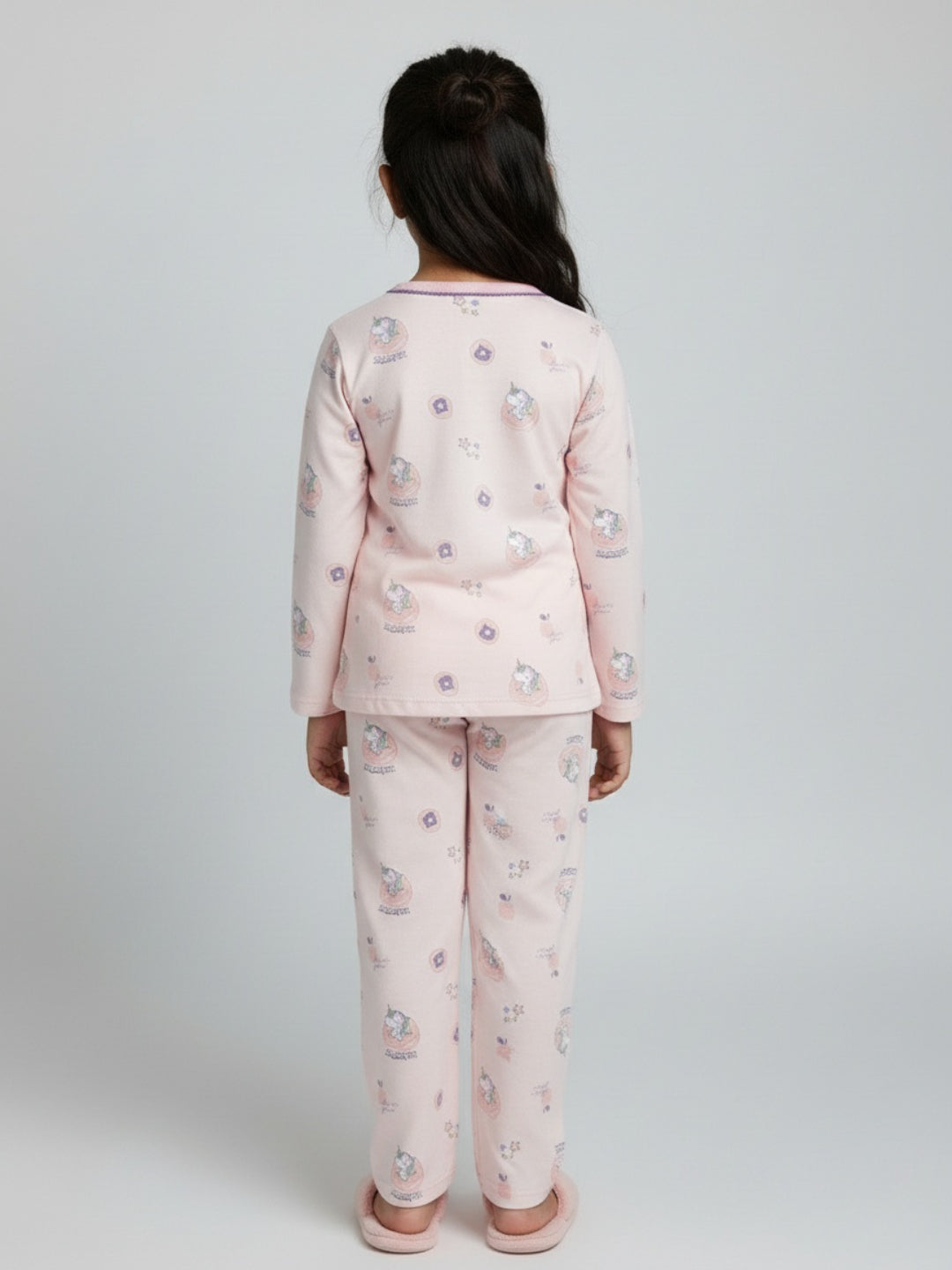 Biglilpeople Girls Pink Printed Cotton Nightwear Set