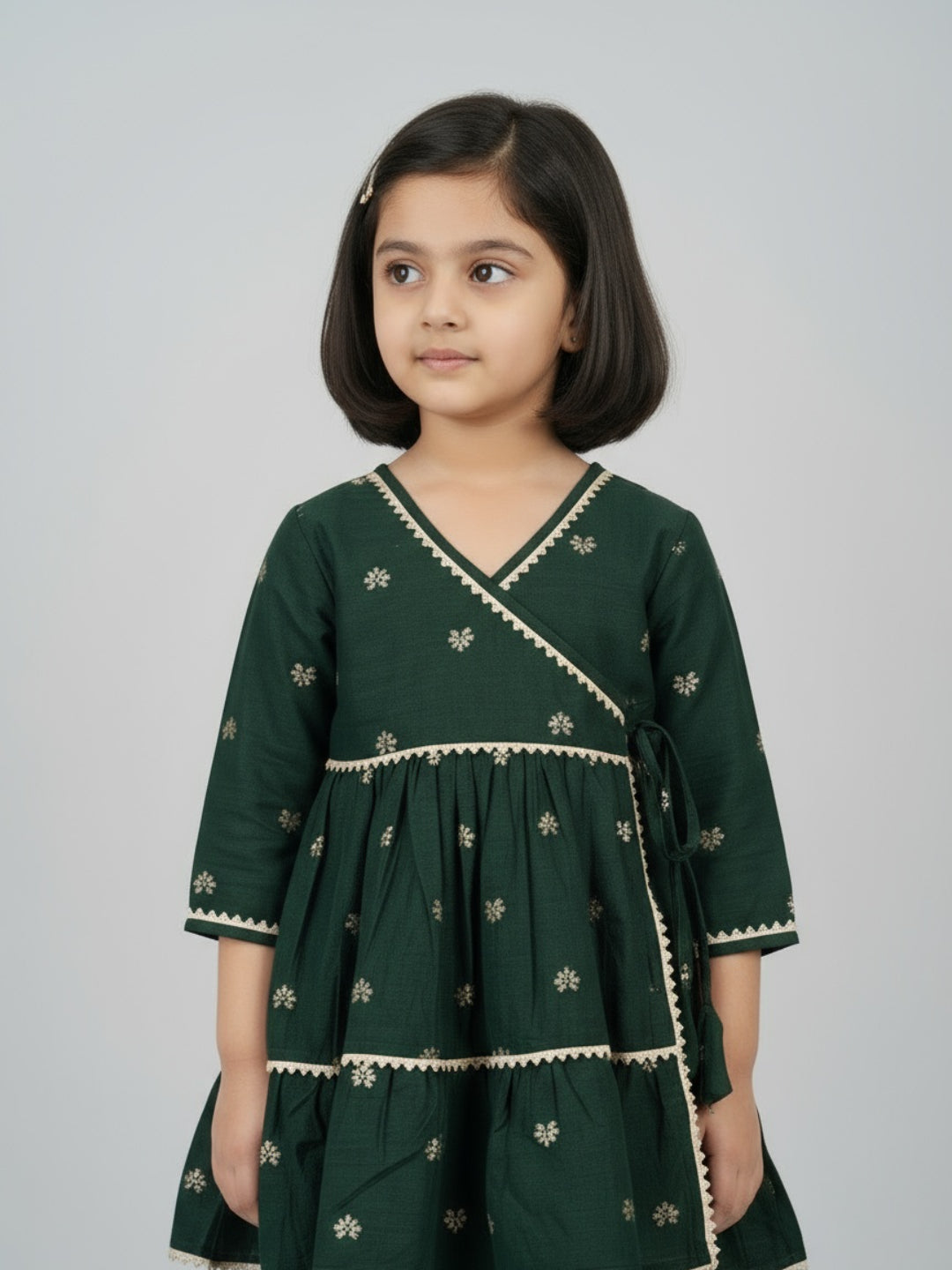 Biglilpeople Girls Heart Printed Angrakha Kurta and Sharara Set