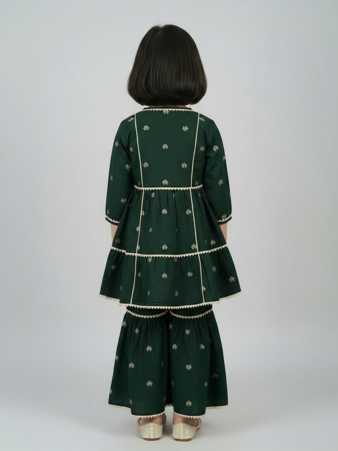 Biglilpeople Girls Heart Printed Angrakha Kurta and Sharara Set