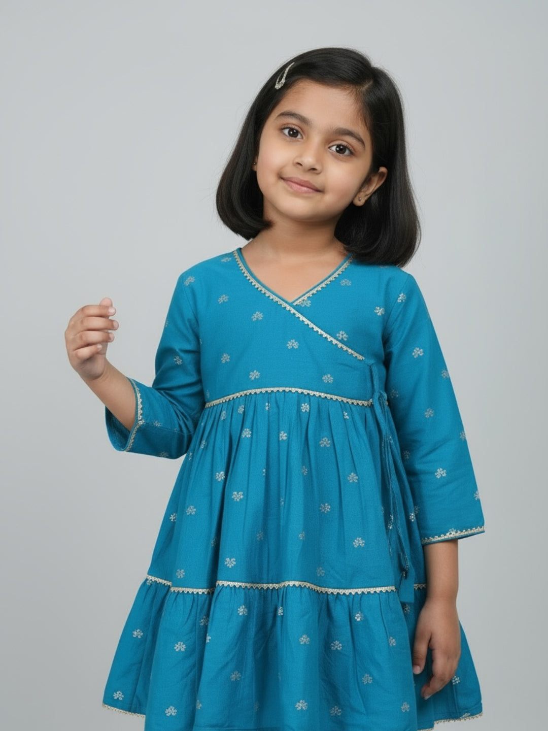 Biglilpeople Girls Heart Printed Angrakha Kurta and Sharara Set
