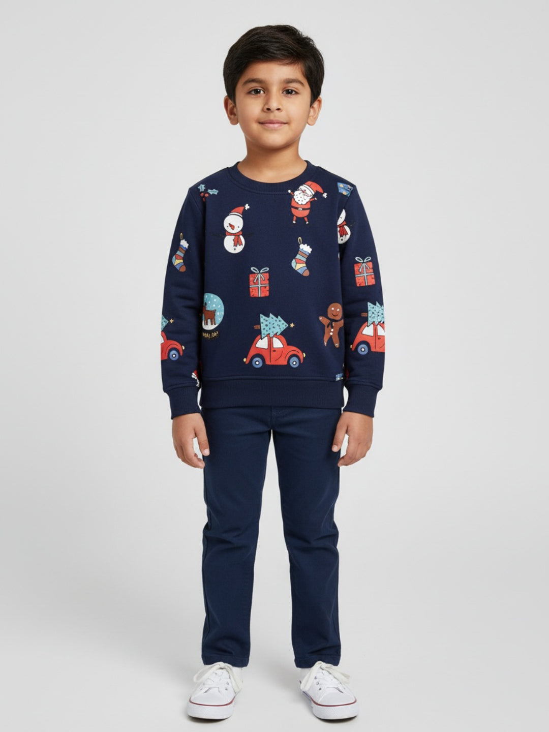 Biglilpeople Car Print Blue Sweatshirt