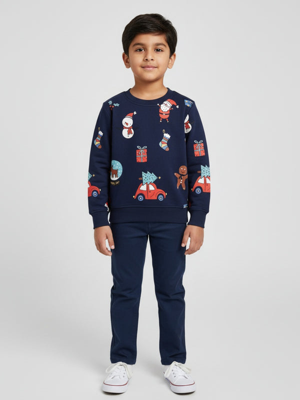 Biglilpeople Car Print Blue Sweatshirt
