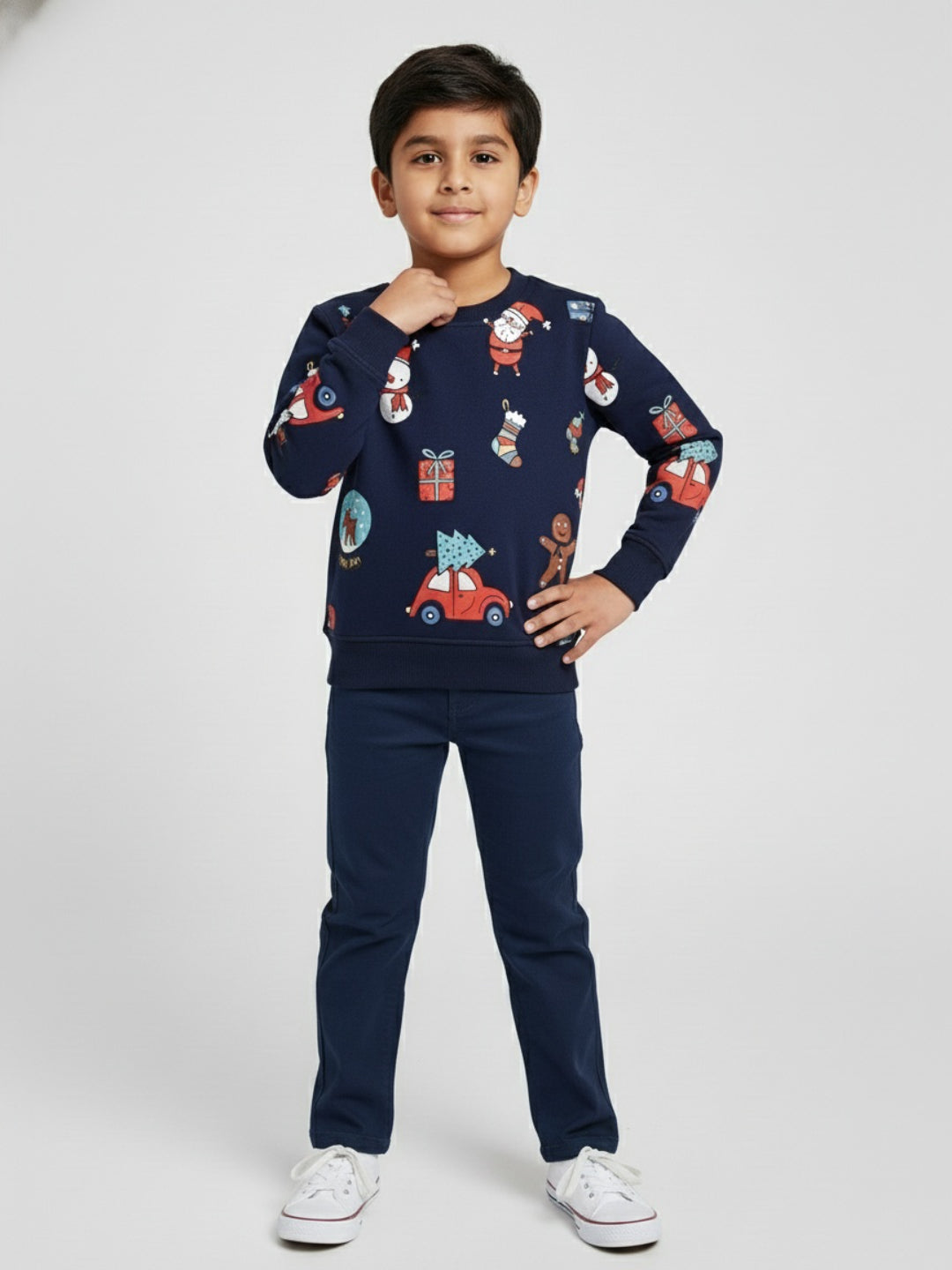 Biglilpeople Car Print Blue Sweatshirt