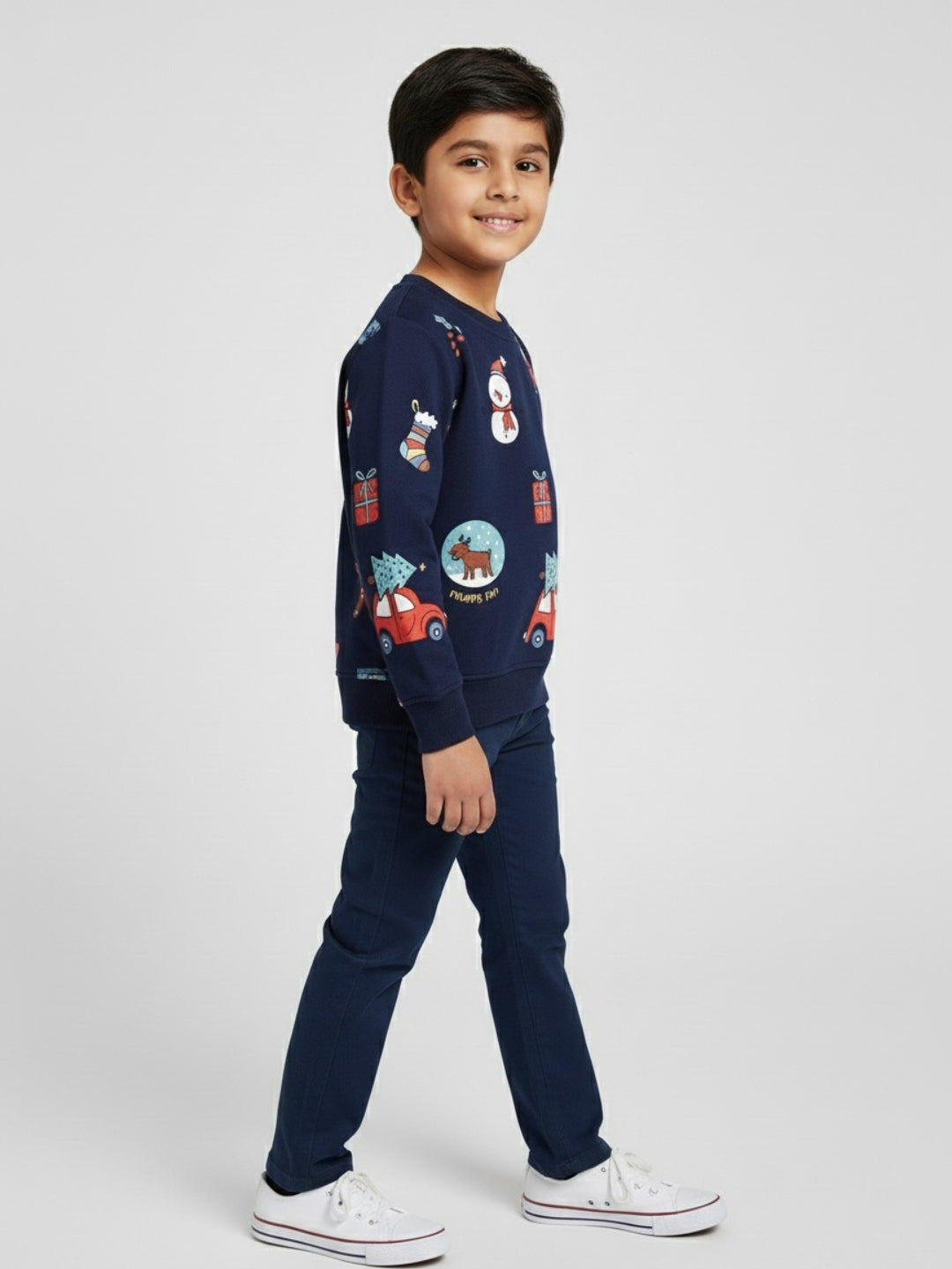 Biglilpeople Car Print Blue Sweatshirt