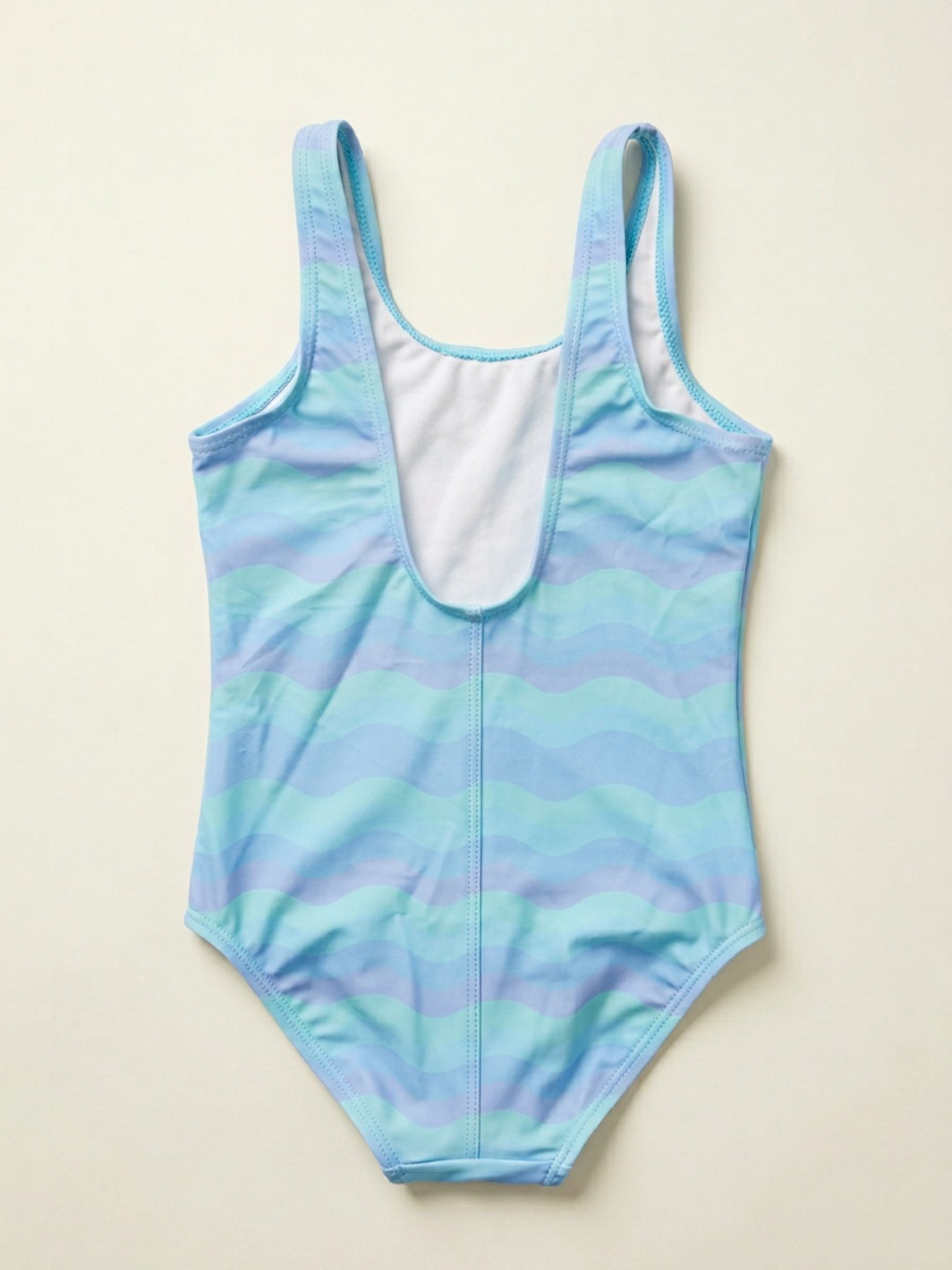 Biglilpeople - Bañador de una pieza sin mangas con cuello redondo y estampado gráfico Aqua para niñas
