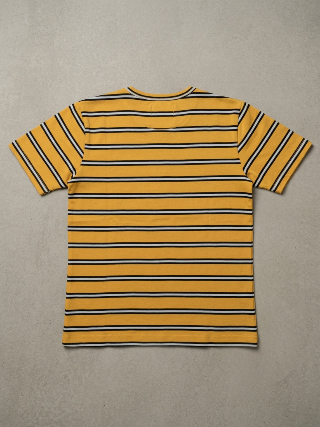 Biglilpeople Camiseta de manga corta con cuello Henley de rayas azul marino y amarillo para niñas (paquete de 2)