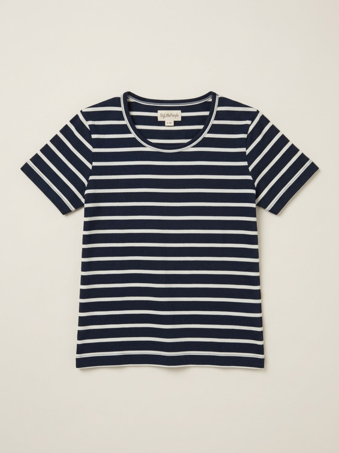 Biglilpeople Girls Navy & Black Striped Round Neck Short Sleeves T-Shirt (Pack of 2)