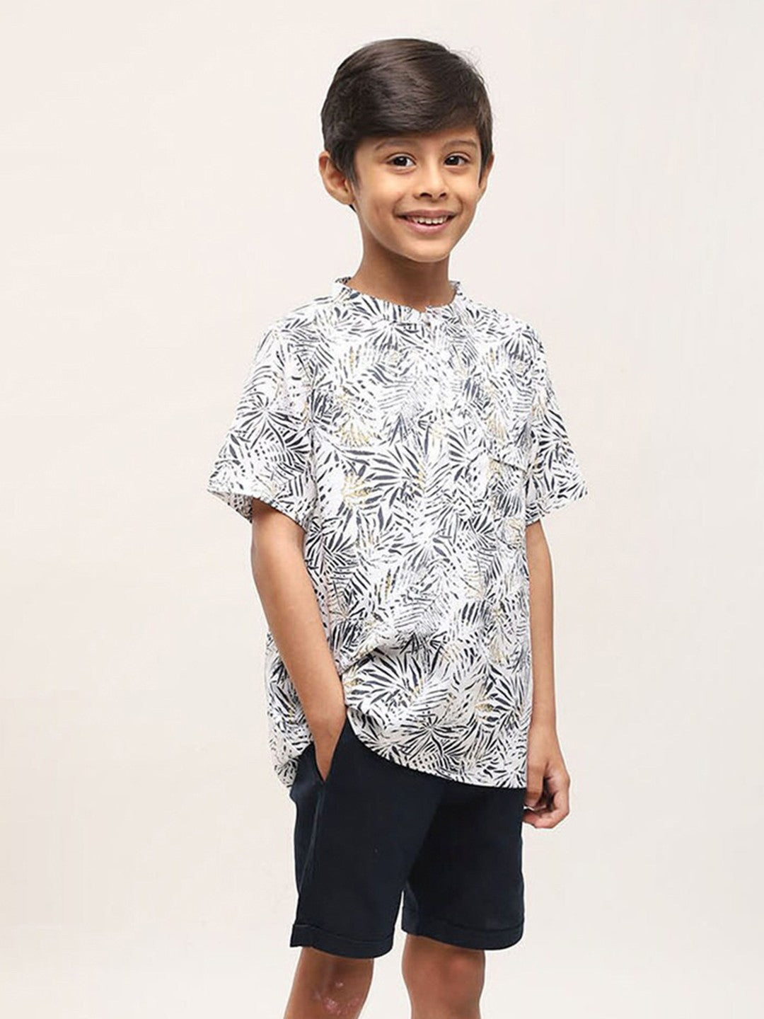 Tropical Print Clothing Set Shirt With Shorts