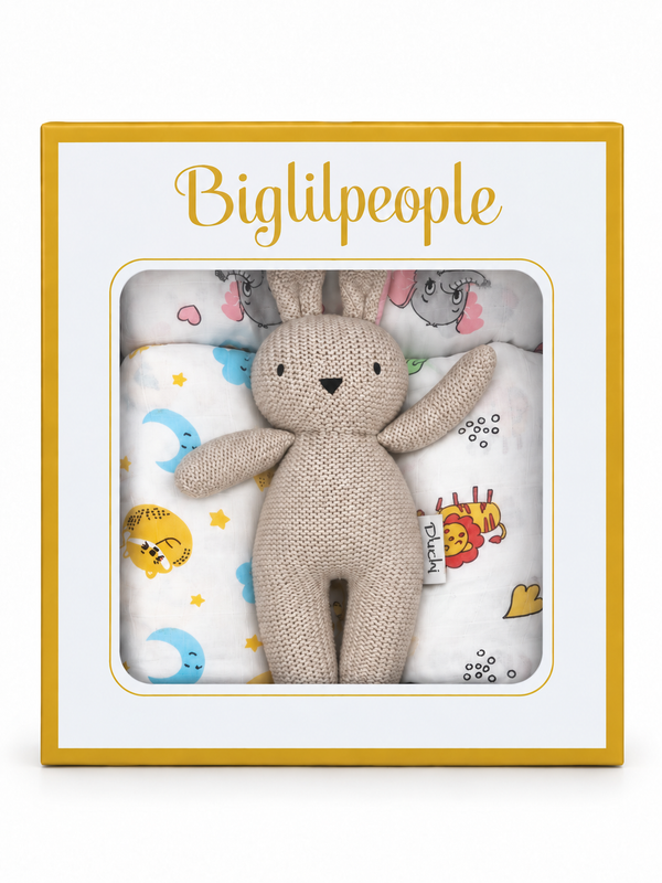 Newborn Muslin Swaddle Gift Set with Doll