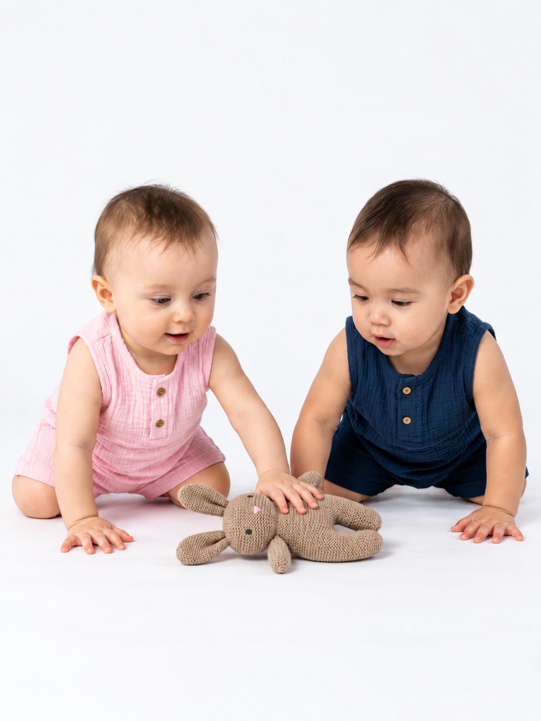 Biglilpeople Infant Muslin Co-ord Set Shirt & Shorts Blue & Pink - Pack of 2