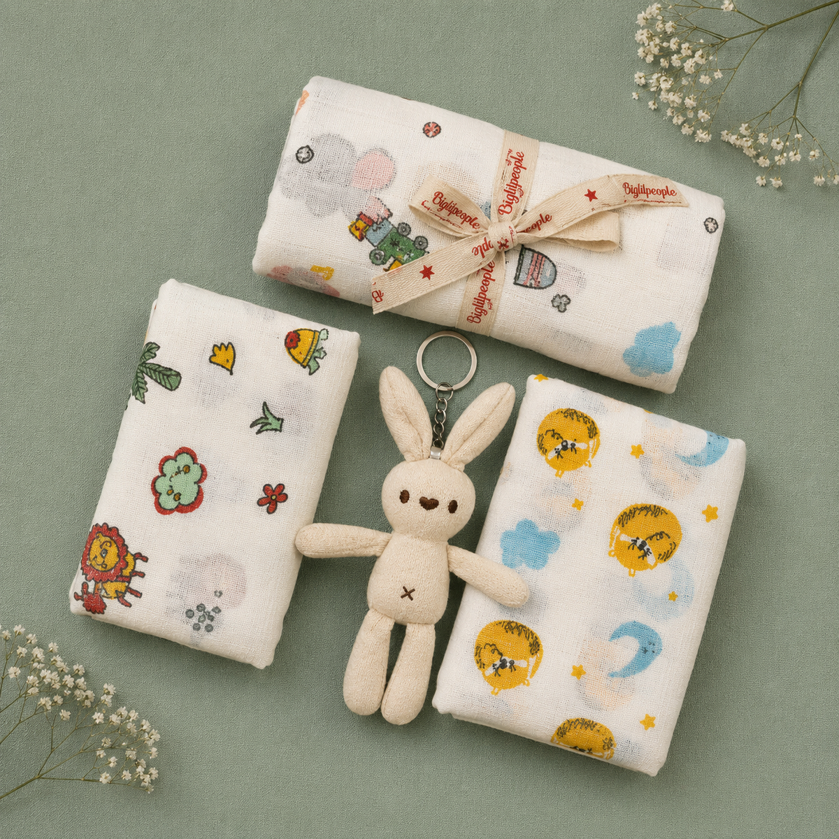 Newborn Muslin Swaddle Gift Set with Doll