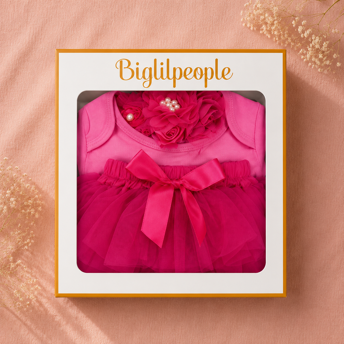 Newborn Girls Tutu Bloomer Gift Set with Romper – Pink