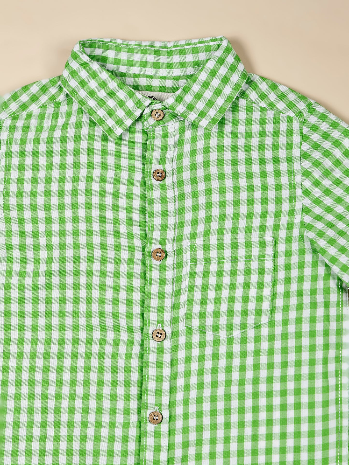 Green & White Gingham Shirt