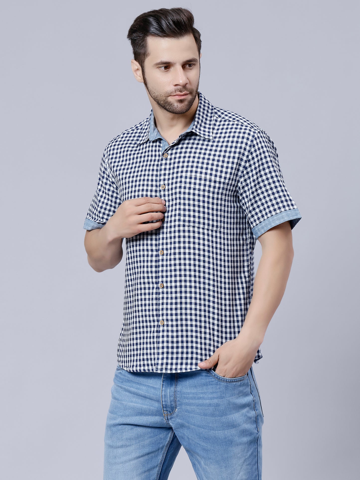 Black & White Check Shirt for Men