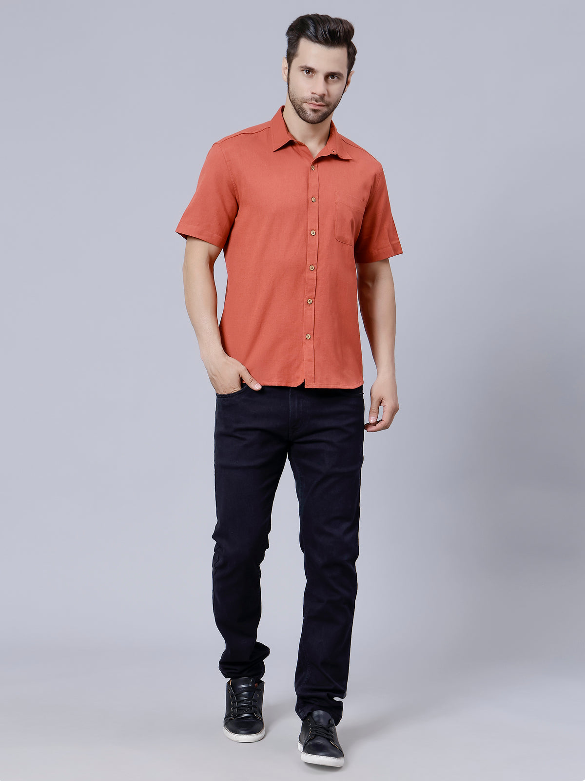 Camisa de lino para hombre - Óxido