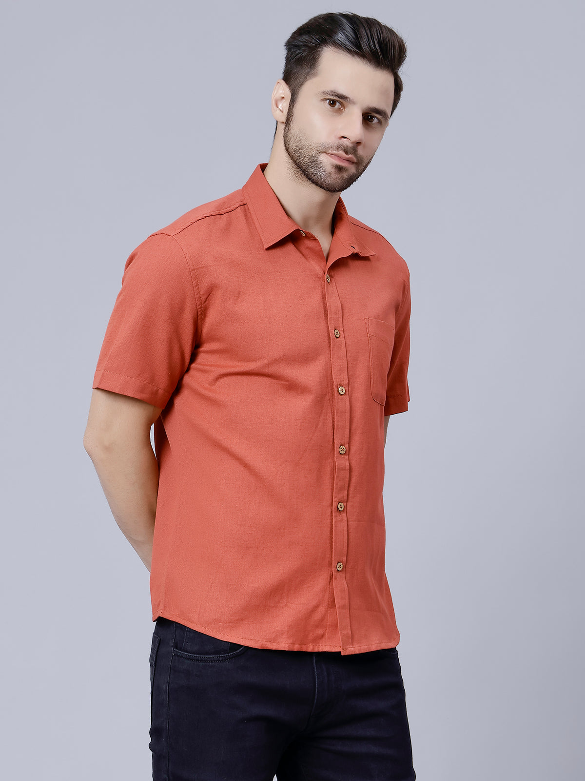 Camisa de lino para hombre - Óxido