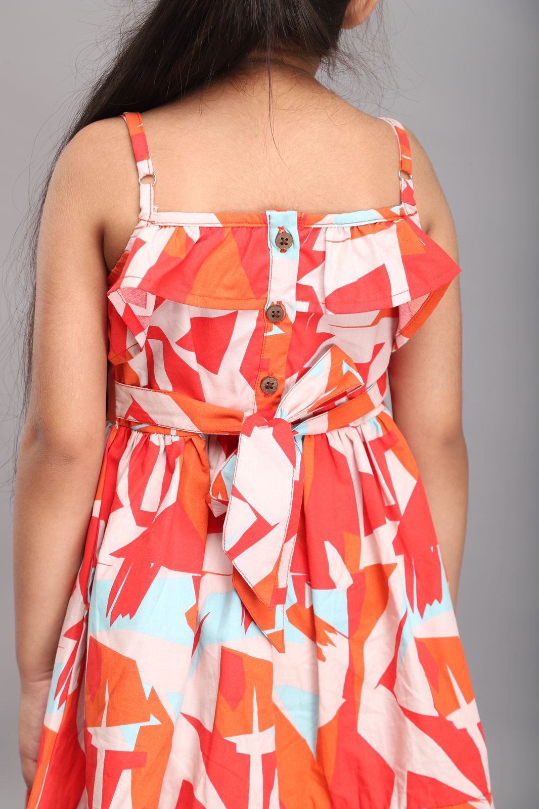 Abstract Print Strappy Summer Dress