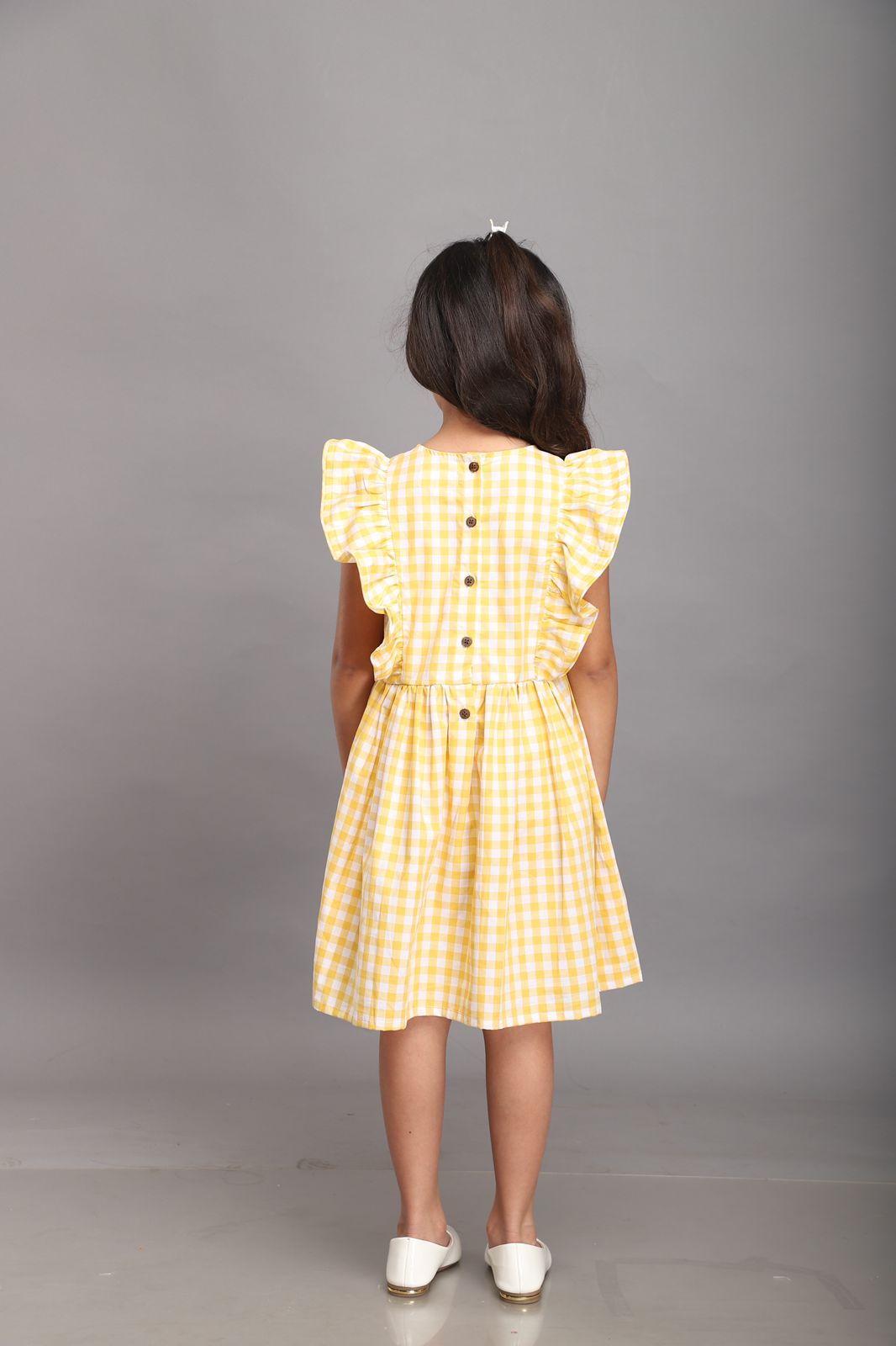 Yellow & White Checks Dress