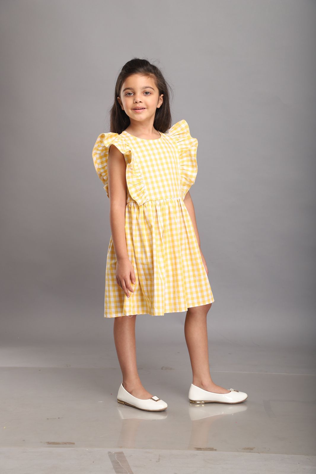 Yellow & White Checks Dress