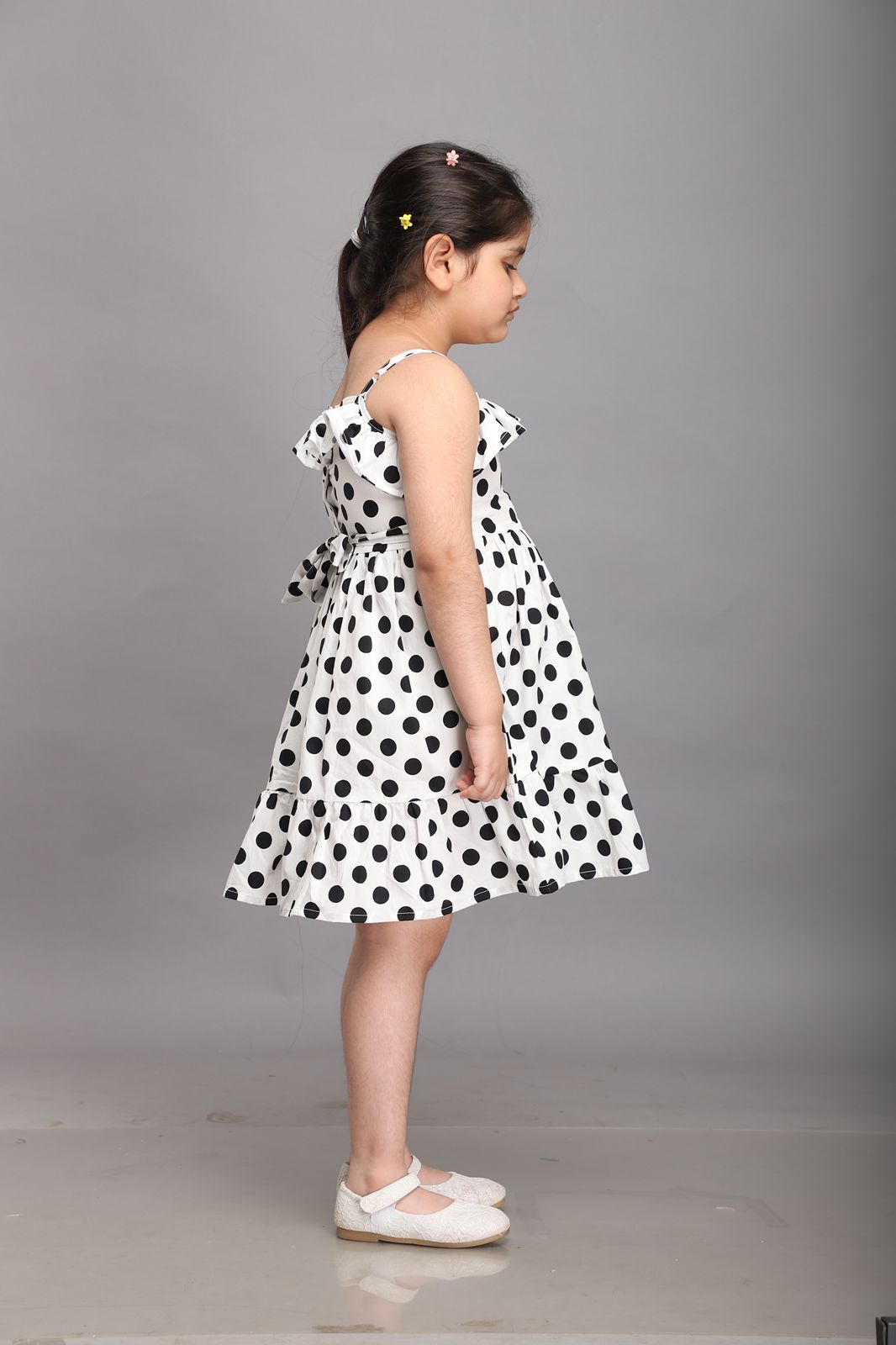 Classic White Polka Dotted Strappy Summer Dress