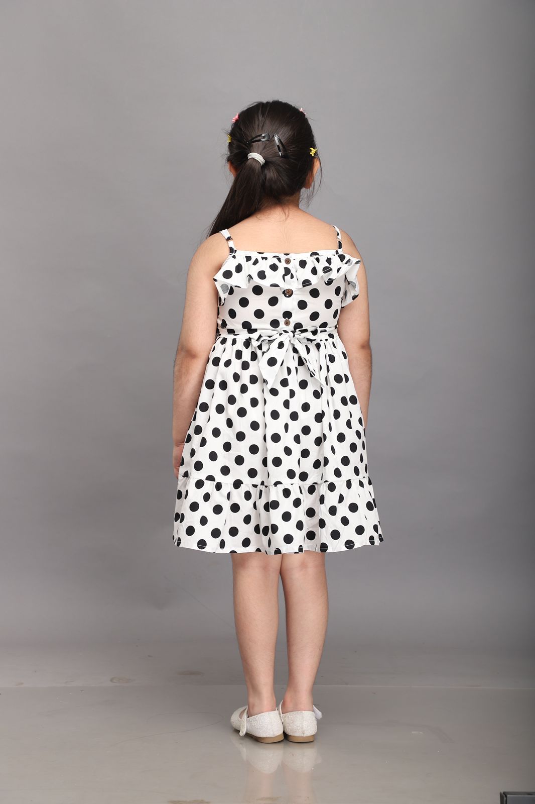 Classic White Polka Dotted Strappy Summer Dress