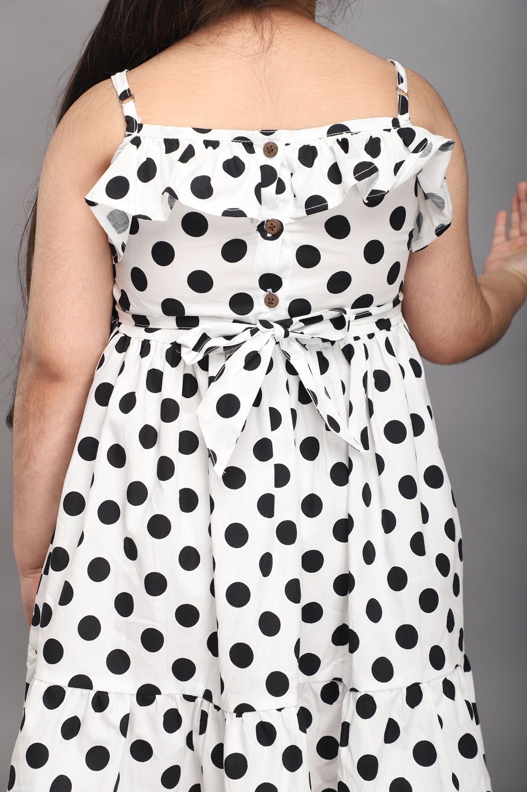 Classic White Polka Dotted Strappy Summer Dress