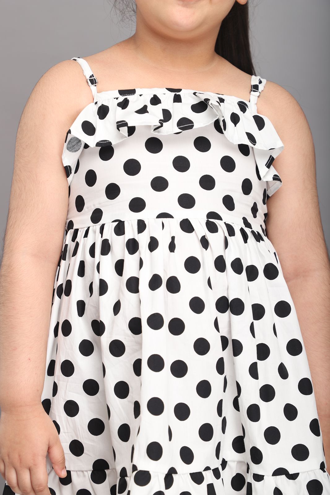 Classic White Polka Dotted Strappy Summer Dress