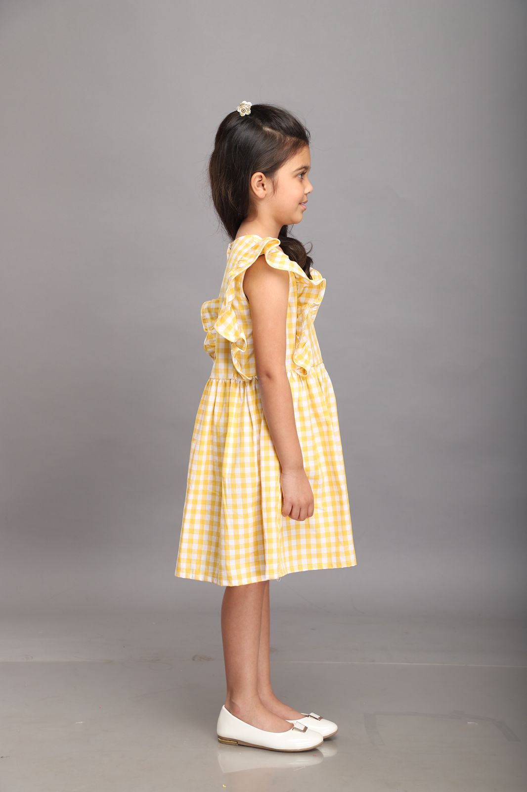 Yellow & White Checks Dress