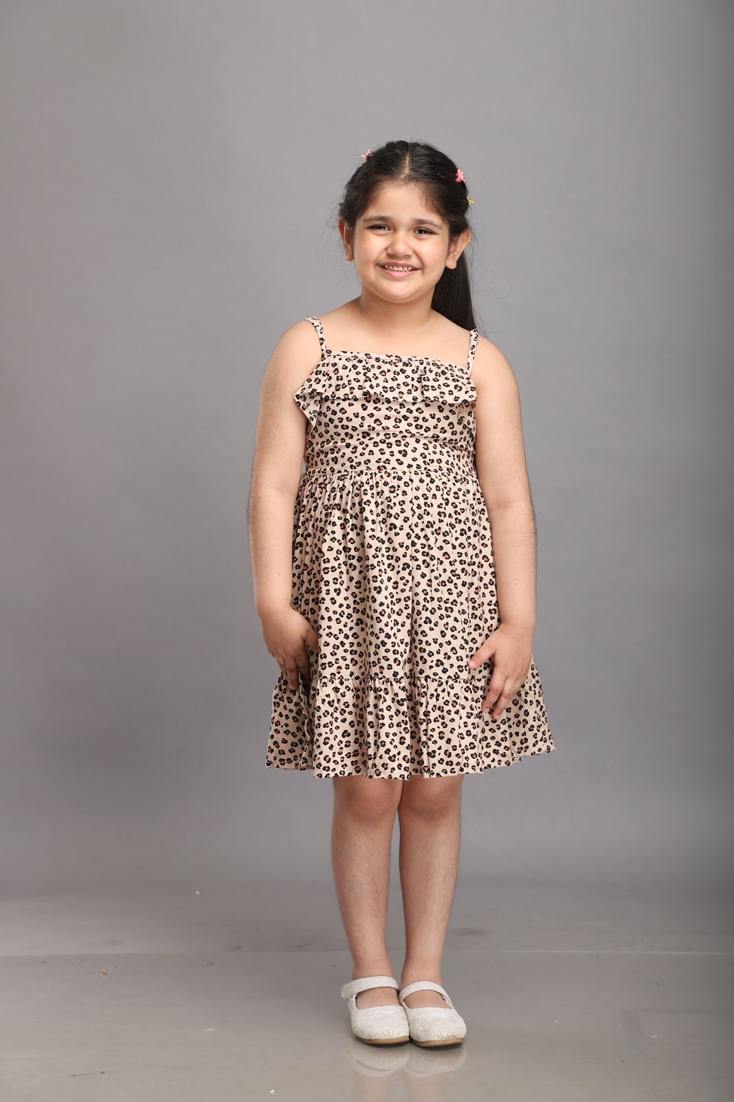 Animal Print Strappy Summer Dress- Brown