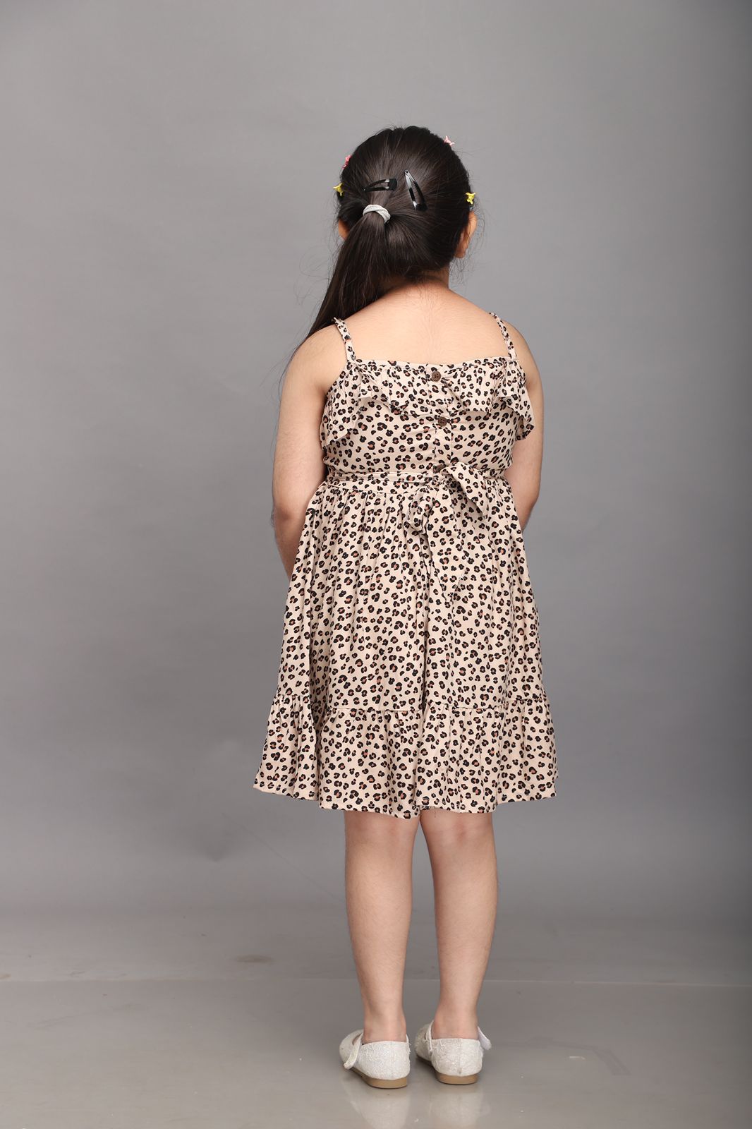 Animal Print Strappy Summer Dress- Brown