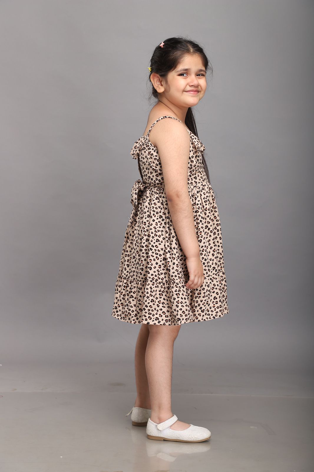 Animal Print Strappy Summer Dress- Brown