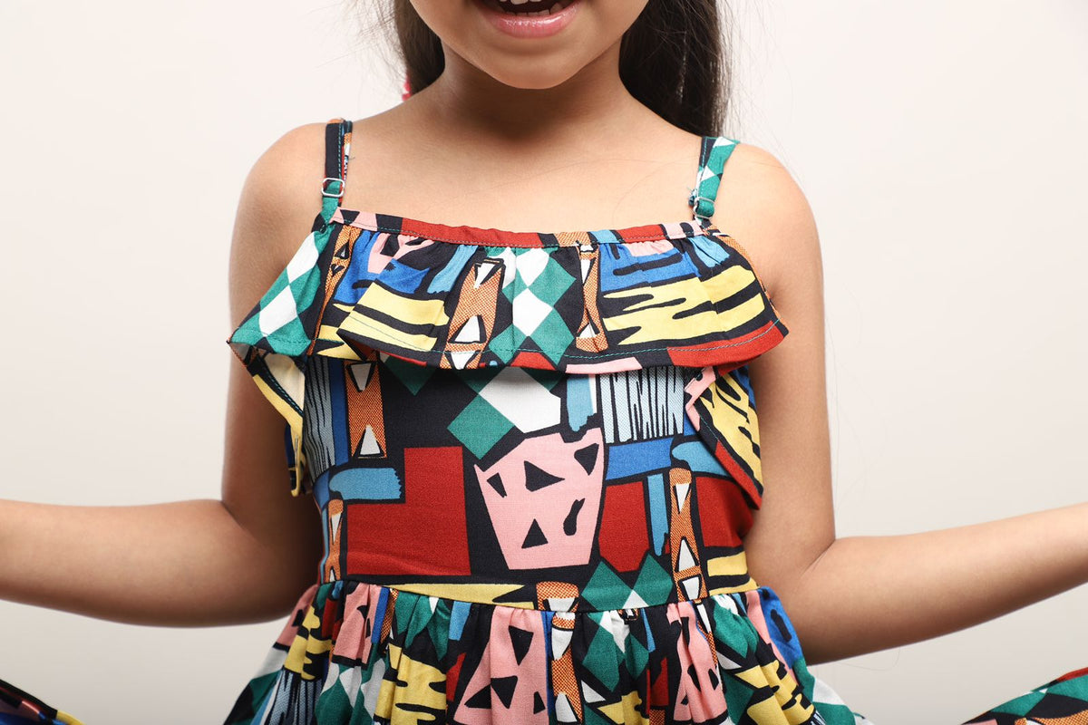 Multicolor Strappy Summer Dress