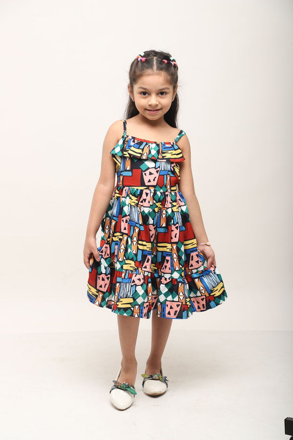 Vestido de verano multicolor con tirantes finos