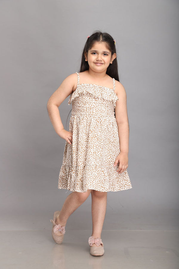 Animal Print Strappy Summer Dress- White