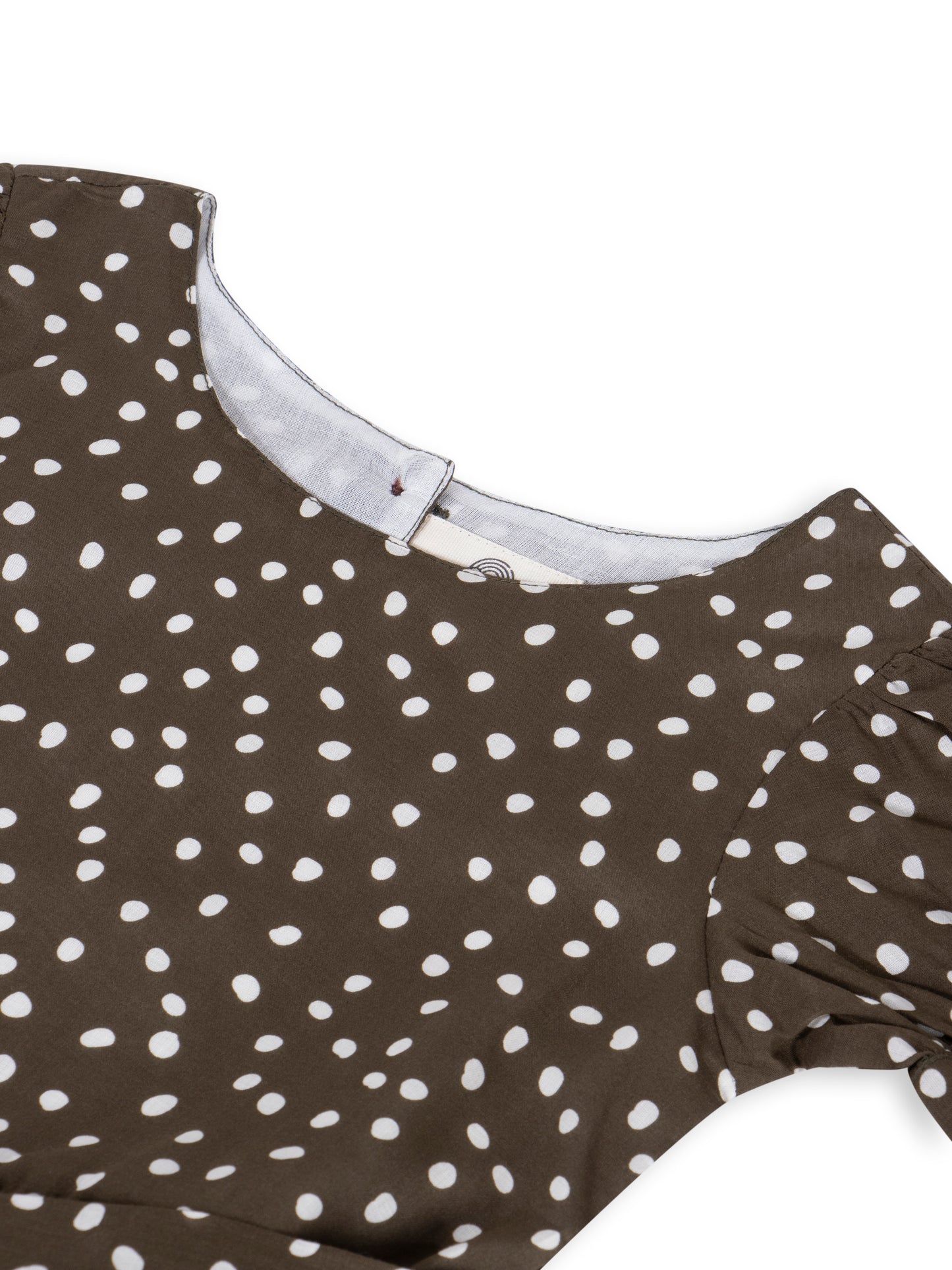 Olive Polka Dotted Dress for Girls