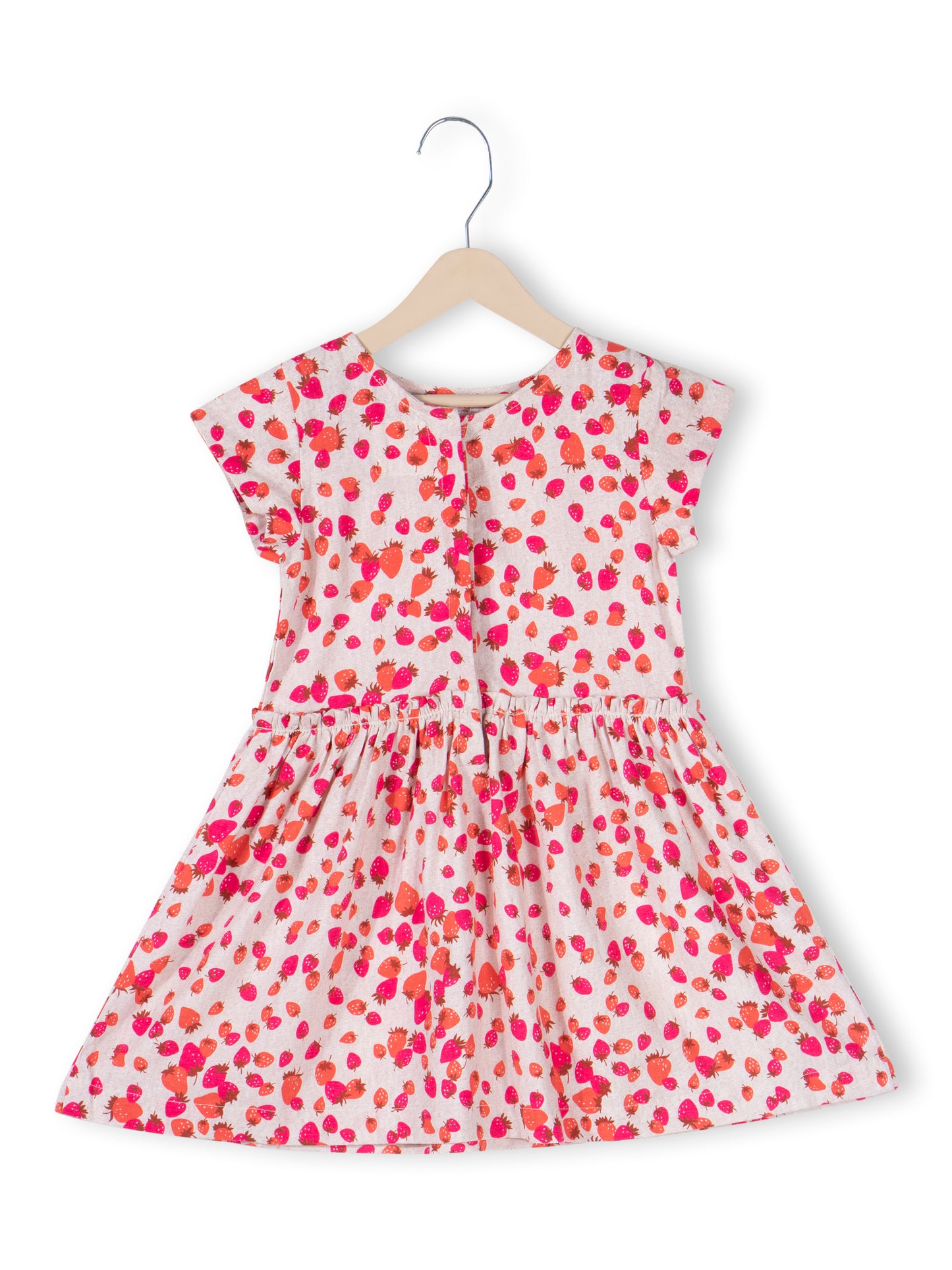 Strawberry Print Linen Dress for Girls