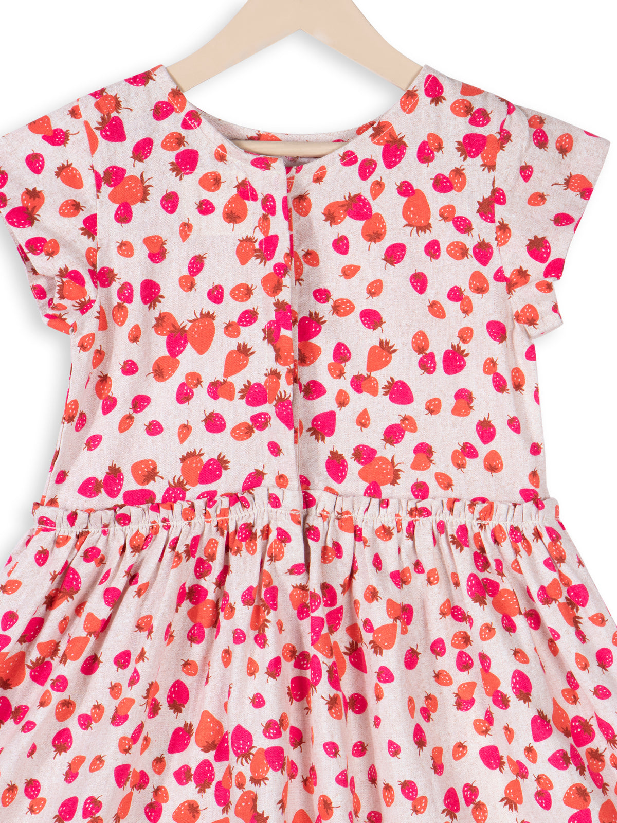 Vestido de lino estampado de fresas para niñas