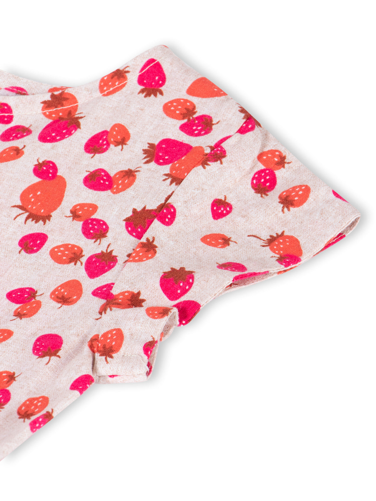 Vestido de lino estampado de fresas para niñas