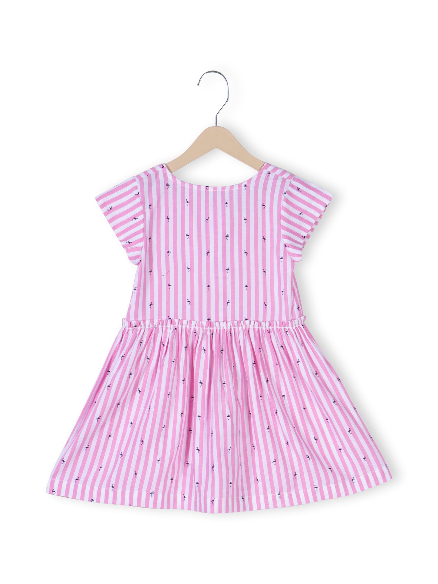 Pink & White Striped Dress for Girls